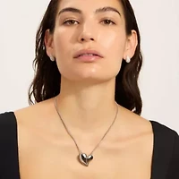 Tarnish Resistant Silver Plated Oversized Puffy Heart Necklace