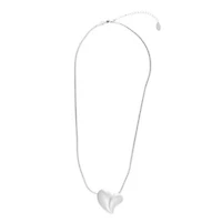 Tarnish Resistant Silver Plated Oversized Puffy Heart Necklace