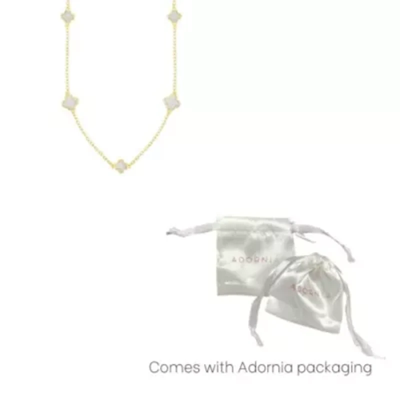 Gold Plated 36" Mother of Pearl Flower Station Necklace