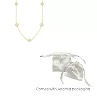 Gold Plated 36" Mother of Pearl Flower Station Necklace
