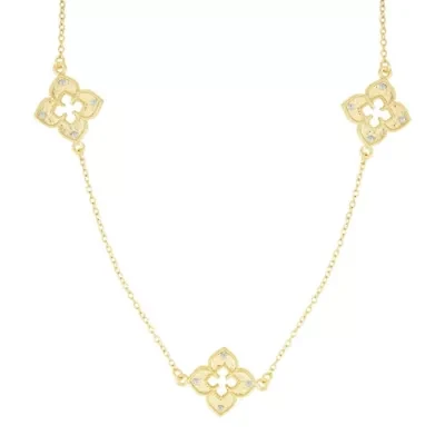 Gold Plated 36" Clover Station Necklace