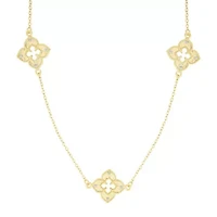 Gold Plated 36" Clover Station Necklace
