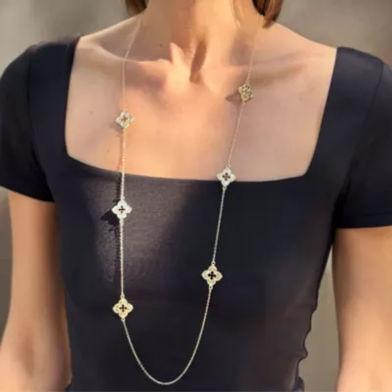 Gold Plated 36" Clover Station Necklace