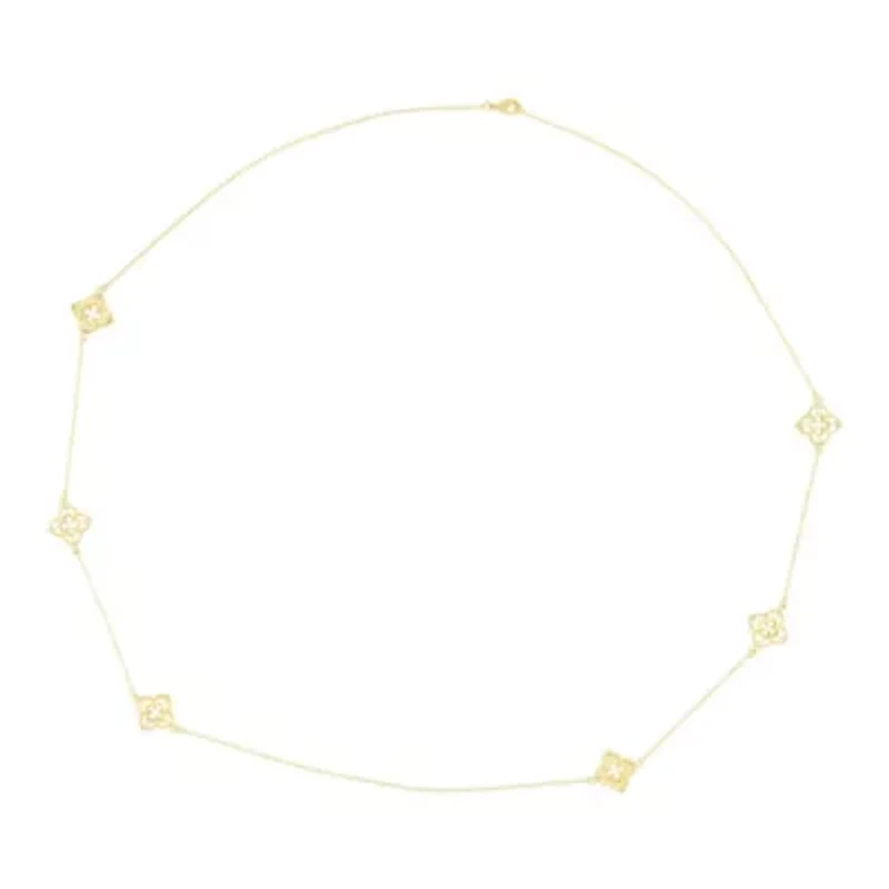 Gold Plated 36" Clover Station Necklace