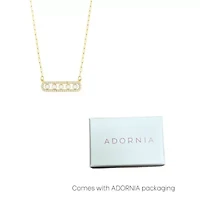14k Gold Plated Pearl Pave Bar Necklace
