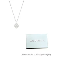 Silver Plated Pearl-Studded Clover Necklace