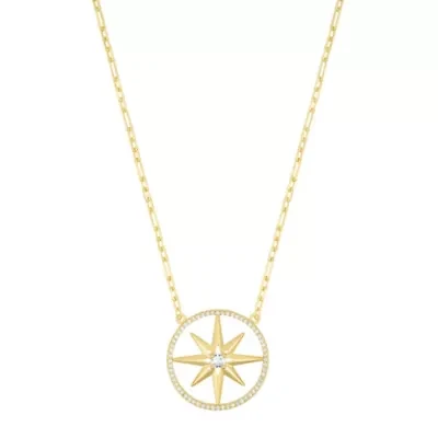 14k Gold Plated Pave Starburst Necklace