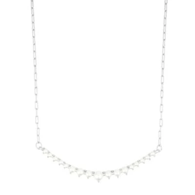 Silver Plated Pearl Curved Bar Necklace