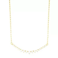 14k Gold Plated Pearl Curved Bar Necklace