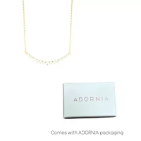 14k Gold Plated Pearl Curved Bar Necklace