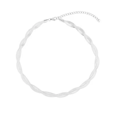 Tarnish Resistant Silver Plated Twisted Herringbone Chain Necklace