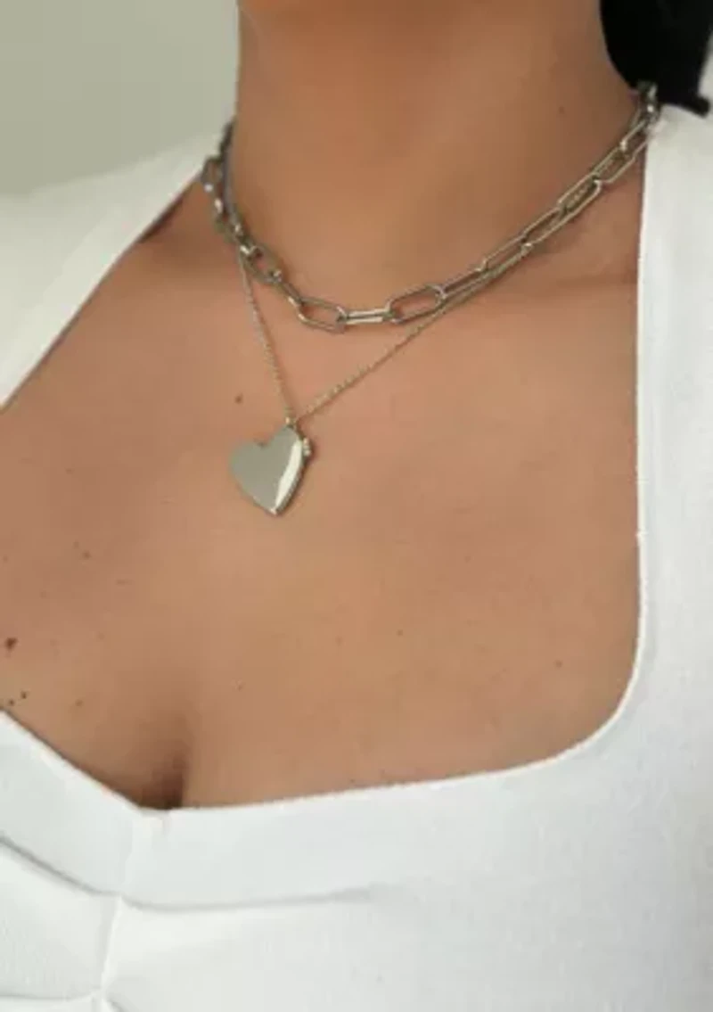 Silver Plated Heart Locket Necklace