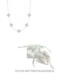 Silver Plated White Mother of Pearl Floral Station Necklace