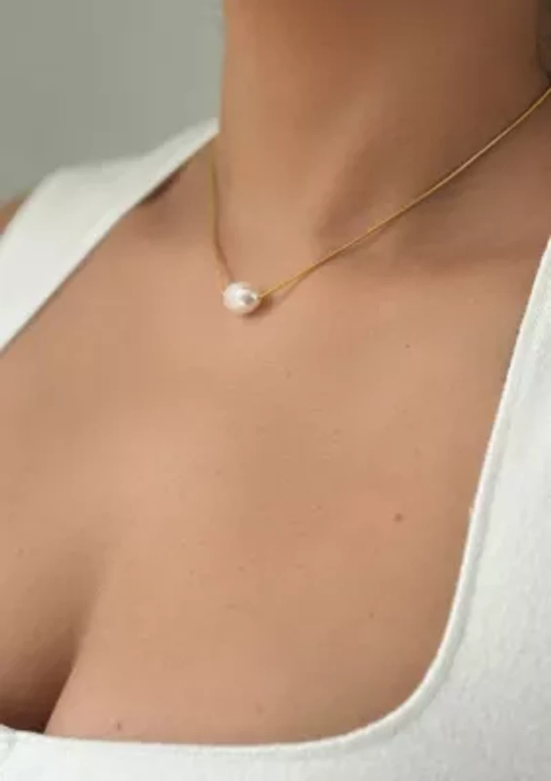 Tarnish Resistant 14k Gold Plated Freshwater Pearl Chain Necklace