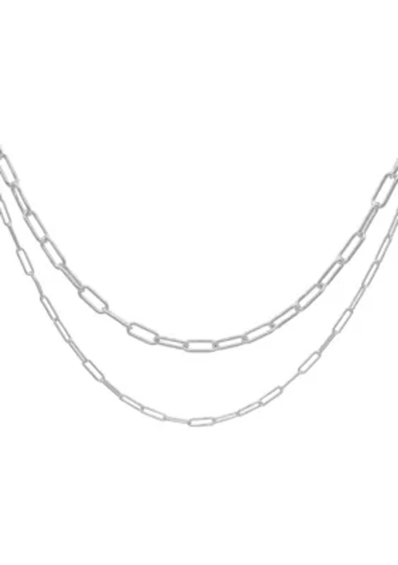 Silver Plated 3mm and 4mm Paper Clip Chain Set