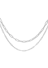 Silver Plated 3mm and 4mm Paper Clip Chain Set