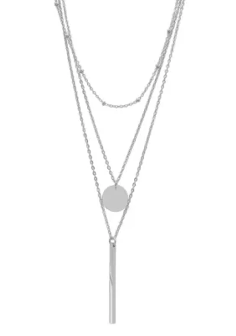 Tarnish Resistant Silver Plated Layered Pendant Necklace Set