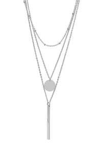 Tarnish Resistant Silver Plated Layered Pendant Necklace Set