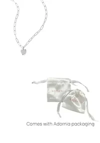 Tarnish Resistant Silver Plated 25" Heart Charm Paper Clip Chain Necklace