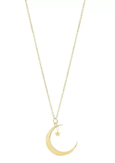 14k Gold Plated Hanging Moon and Star Necklace