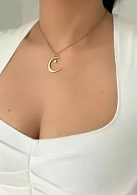 14k Gold Plated Hanging Moon and Star Necklace