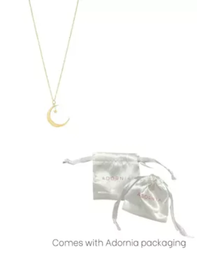 14k Gold Plated Hanging Moon and Star Necklace
