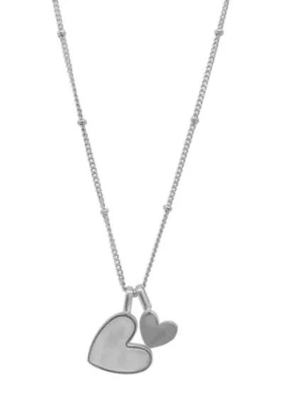 Tarnish Resistant Silver Plated Mother of Pearl Heart Charms Necklace