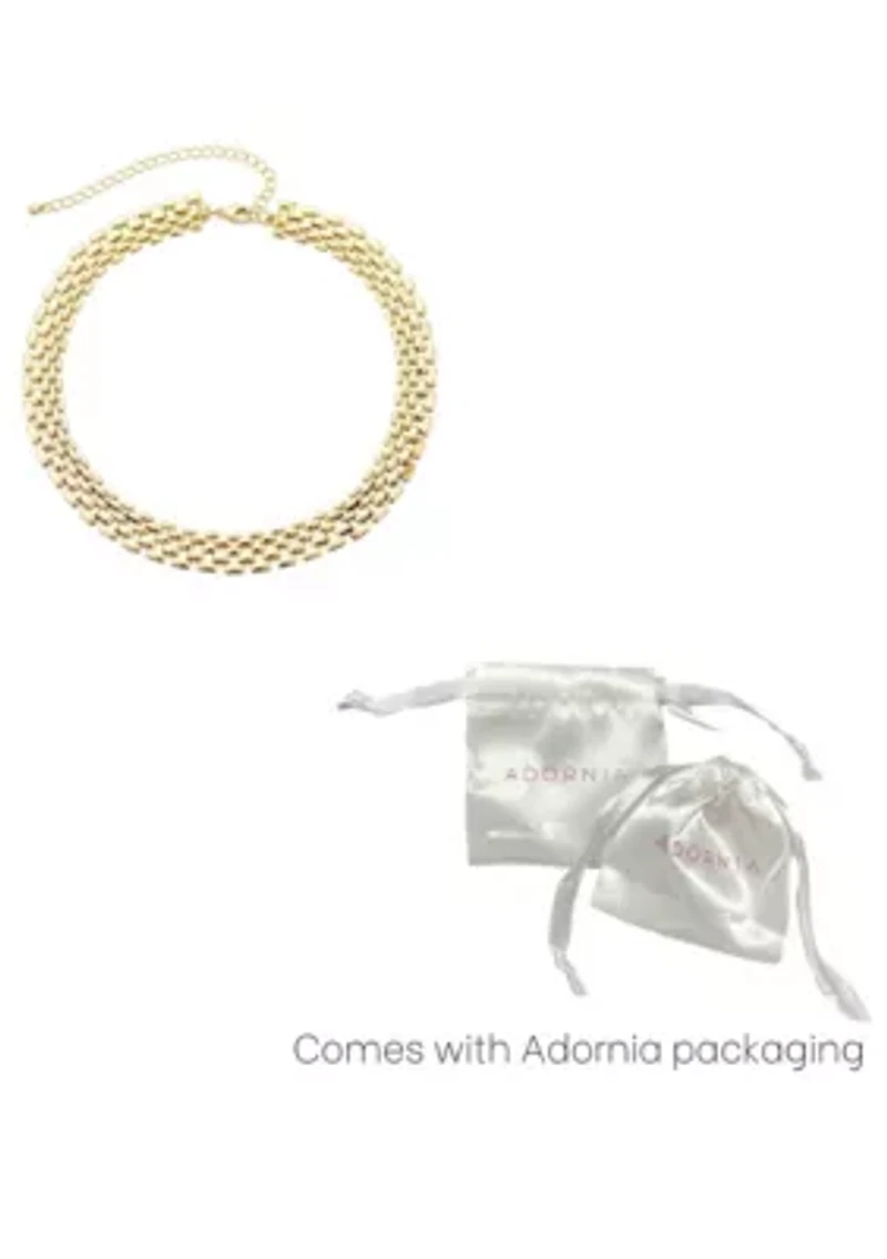 14k Gold Plated Grid Chain Necklace