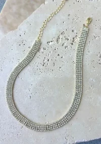 14k Gold Plated Adjustable Crystal Choker Necklace