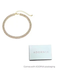 14k Gold Plated Adjustable Crystal Choker Necklace