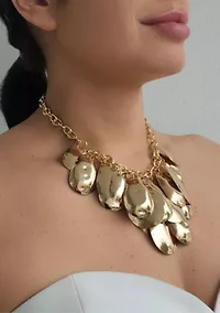 Gold Plated Petal Bib Necklace