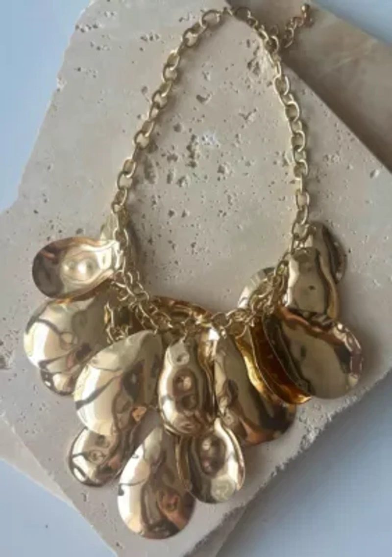 Gold Plated Petal Bib Necklace