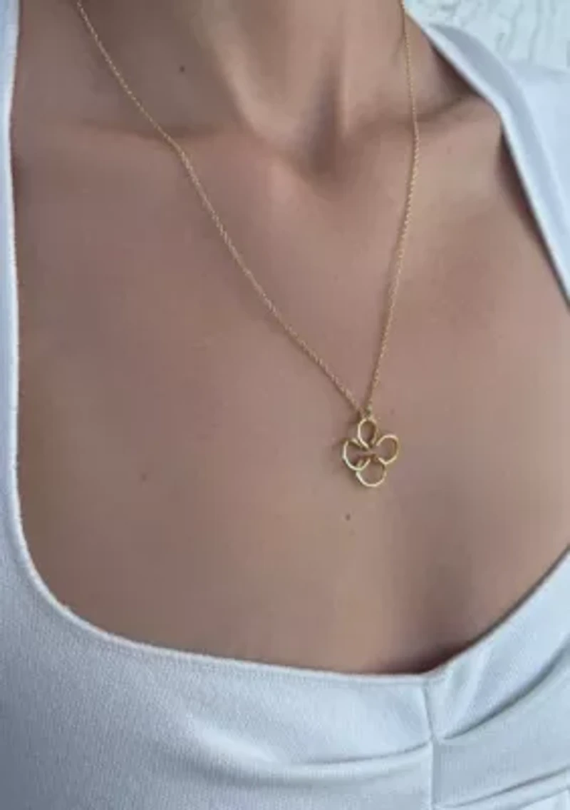 14k Gold Plated Wire Clover Necklace