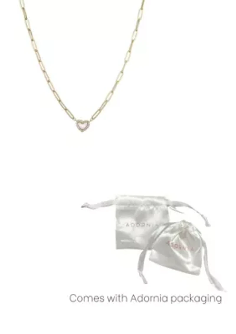 14k Gold Plated Mother of Pearl Mini Heart Chain Necklace