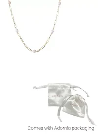 14k Gold Plated Freshwater Pearl Station Paper Clip Chain Necklace