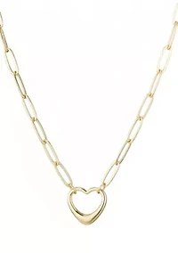 14k Gold Plated Paperclip Chain Outline Heart Necklace
