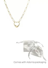 14k Gold Plated Paperclip Chain Outline Heart Necklace