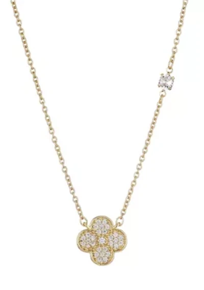 14k Gold Plated CZ Clover Necklace