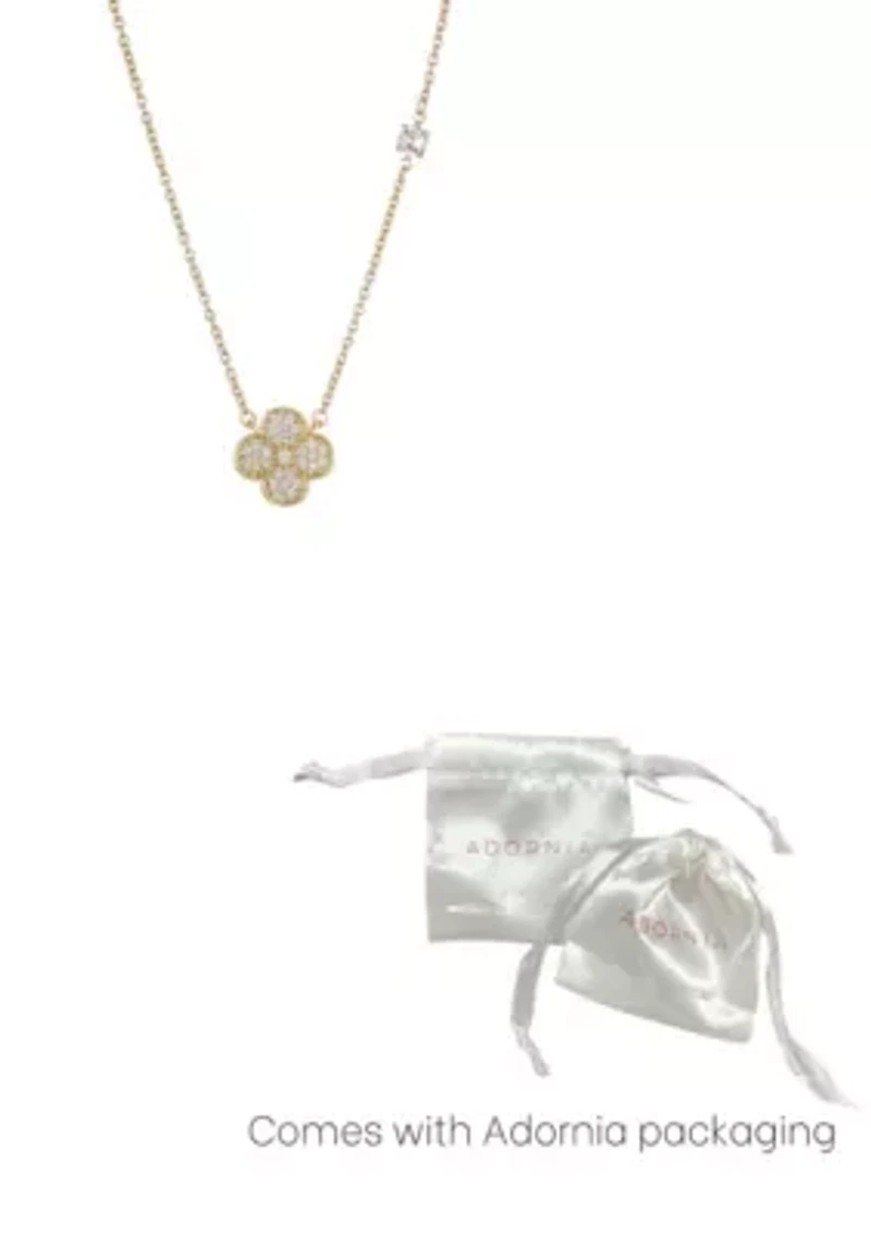14k Gold Plated CZ Clover Necklace