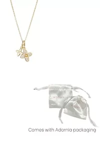 Tarnish Resistant 18k Gold Plated Double Pointed Clover CZ Necklace