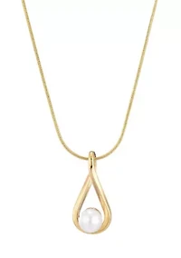 Tarnish Resistant 18k Gold Plated Hanging Pearl Necklace