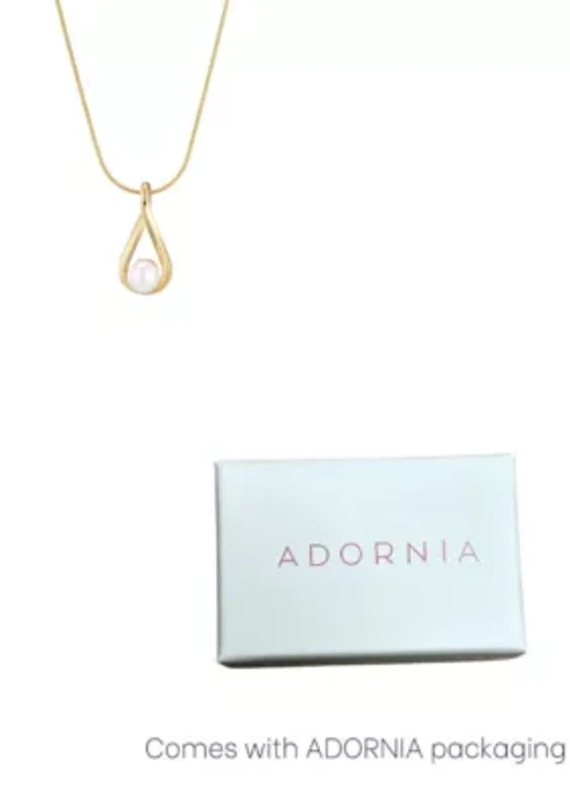 Tarnish Resistant 18k Gold Plated Hanging Pearl Necklace