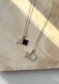 Tarnish Resistant 18k Gold Plated Mother of Pearl Double Clover Necklace