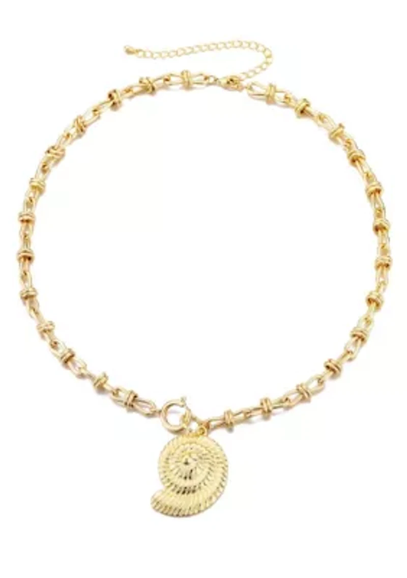 14k Gold Plated Chunky Shell Pendant Necklace