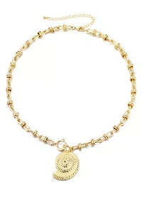 14k Gold Plated Chunky Shell Pendant Necklace