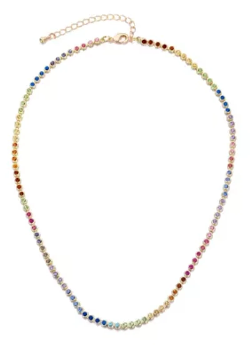 14k Gold Plated Rainbow Tennis Neckalce