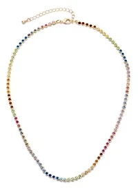 14k Gold Plated Rainbow Tennis Neckalce