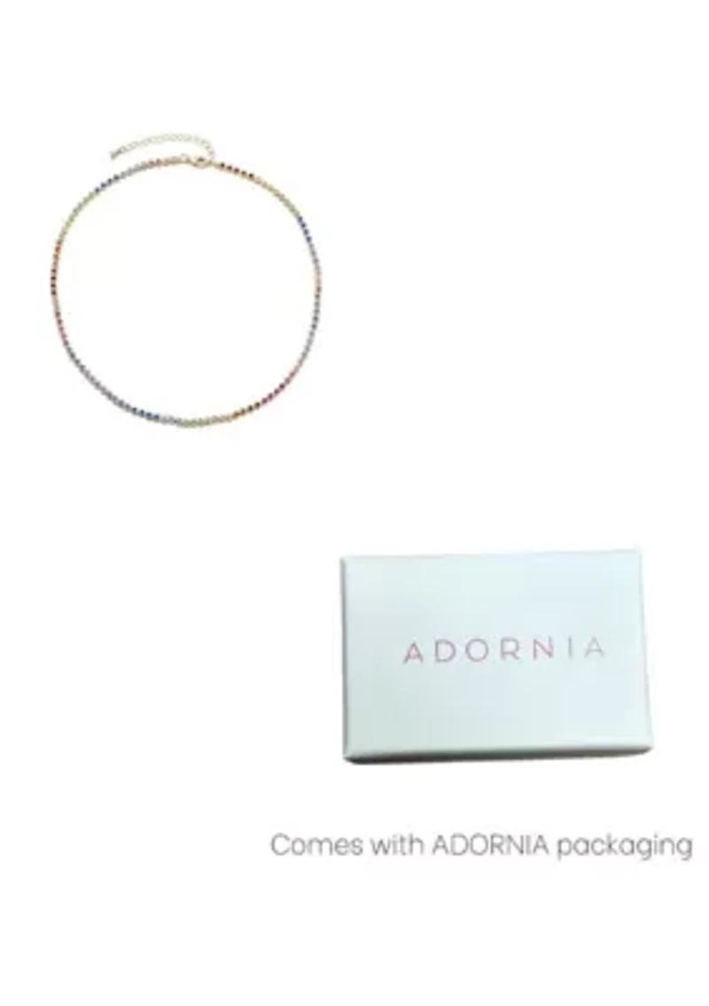 14k Gold Plated Rainbow Tennis Neckalce