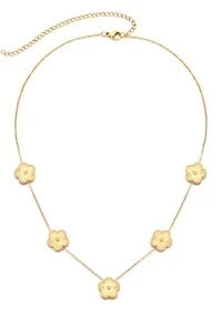 Tarnish Resistant 14k Yellow Gold Plated 5-Leaf Clover Station Necklace