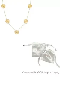 Tarnish Resistant 14k Yellow Gold Plated 5-Leaf Clover Station Necklace